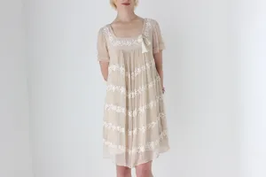2000s Pure Silk Embroidered Babydoll Smock