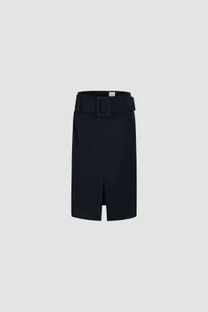 Belted midi skirt in lightweight recycled nylon