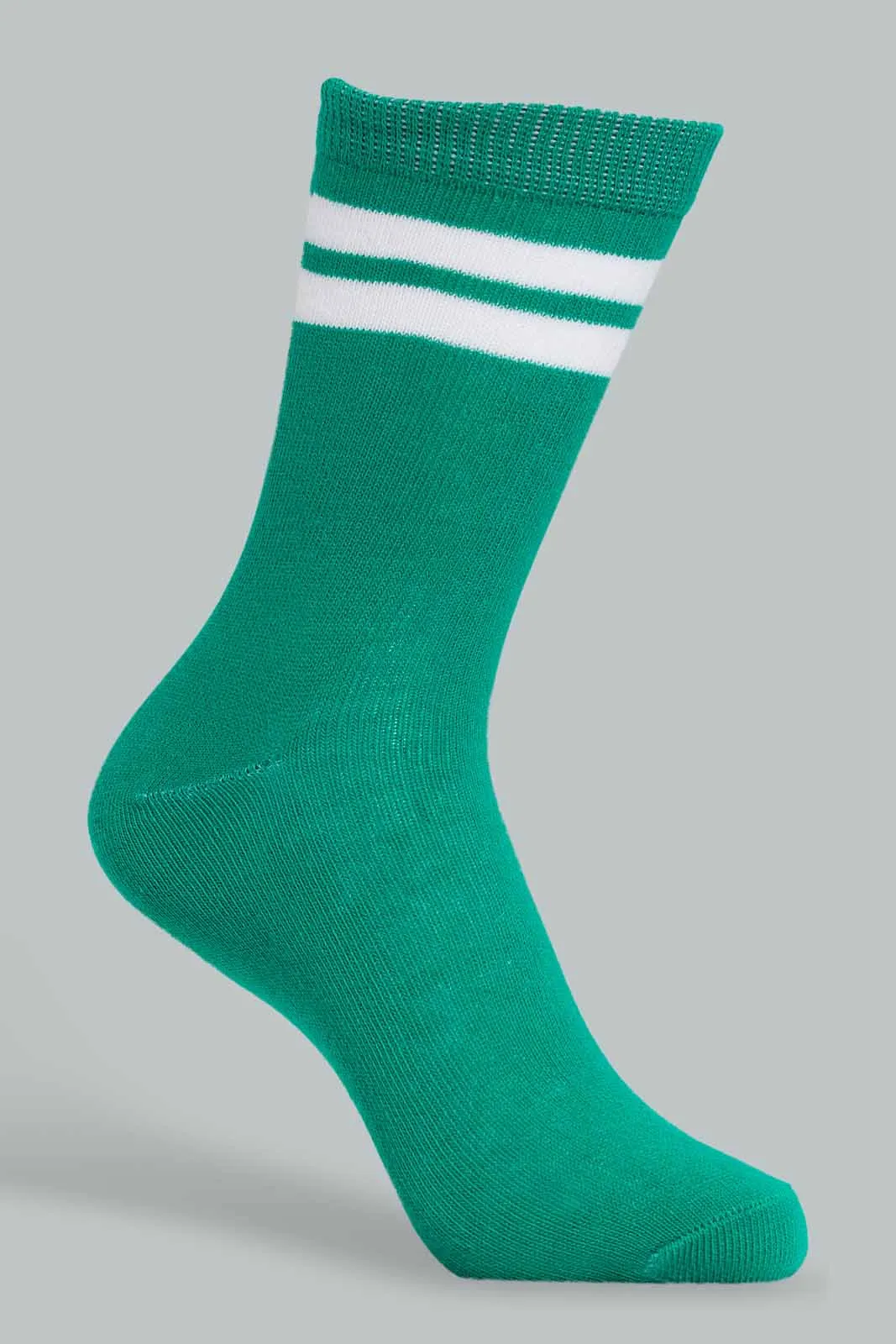Boys Green Stripes Midi-Length Socks