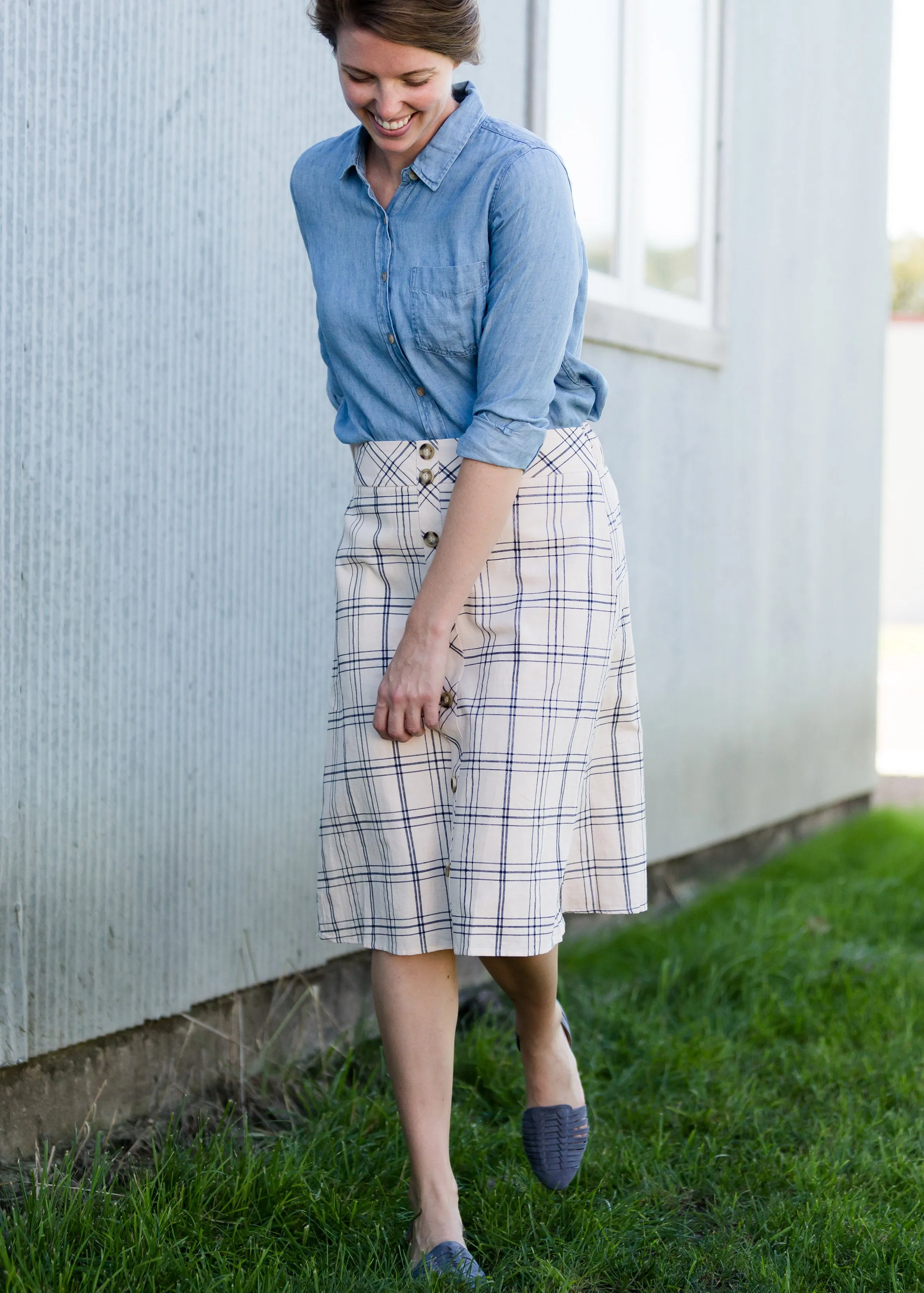 Button Front Feminine Midi Skirt - FINAL SALE