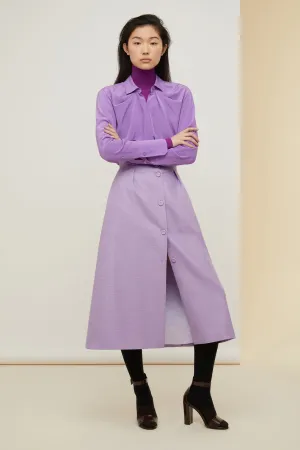 Button midi skirt in organic tweed
