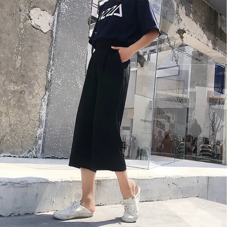 Chiffon Wide Leg Pants Women Korean Slim Look High Waist Loose Casual Pants