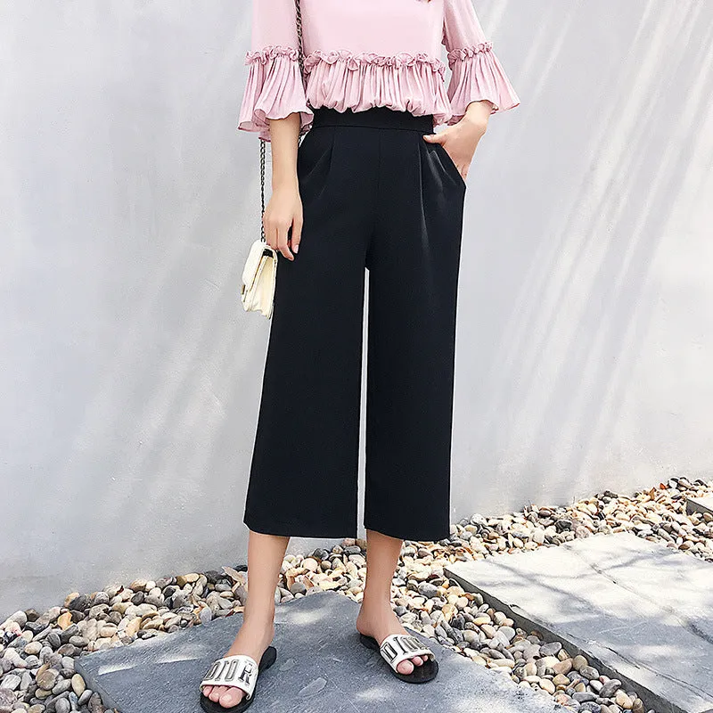 Chiffon Wide Leg Pants Women Korean Slim Look High Waist Loose Casual Pants