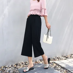 Chiffon Wide Leg Pants Women Korean Slim Look High Waist Loose Casual Pants