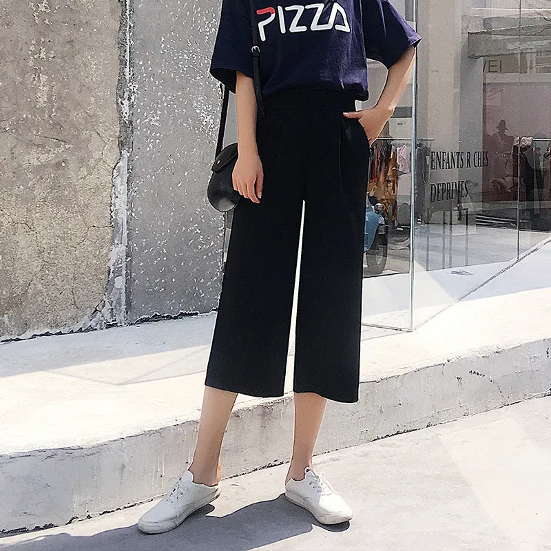 Chiffon Wide Leg Pants Women Korean Slim Look High Waist Loose Casual Pants