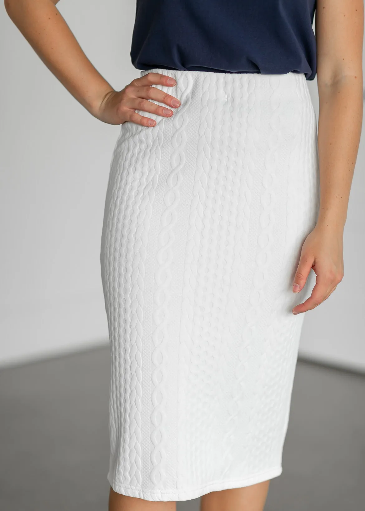 Cream Textured Knit Midi Skirt - FINAL SALE