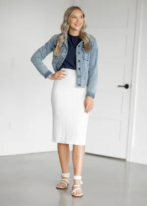 Cream Textured Knit Midi Skirt - FINAL SALE