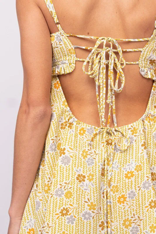 Drew Olive Floral Babydoll Cami Mini Dress
