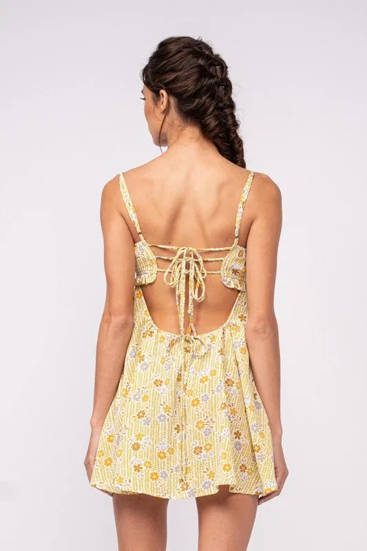Drew Olive Floral Babydoll Cami Mini Dress