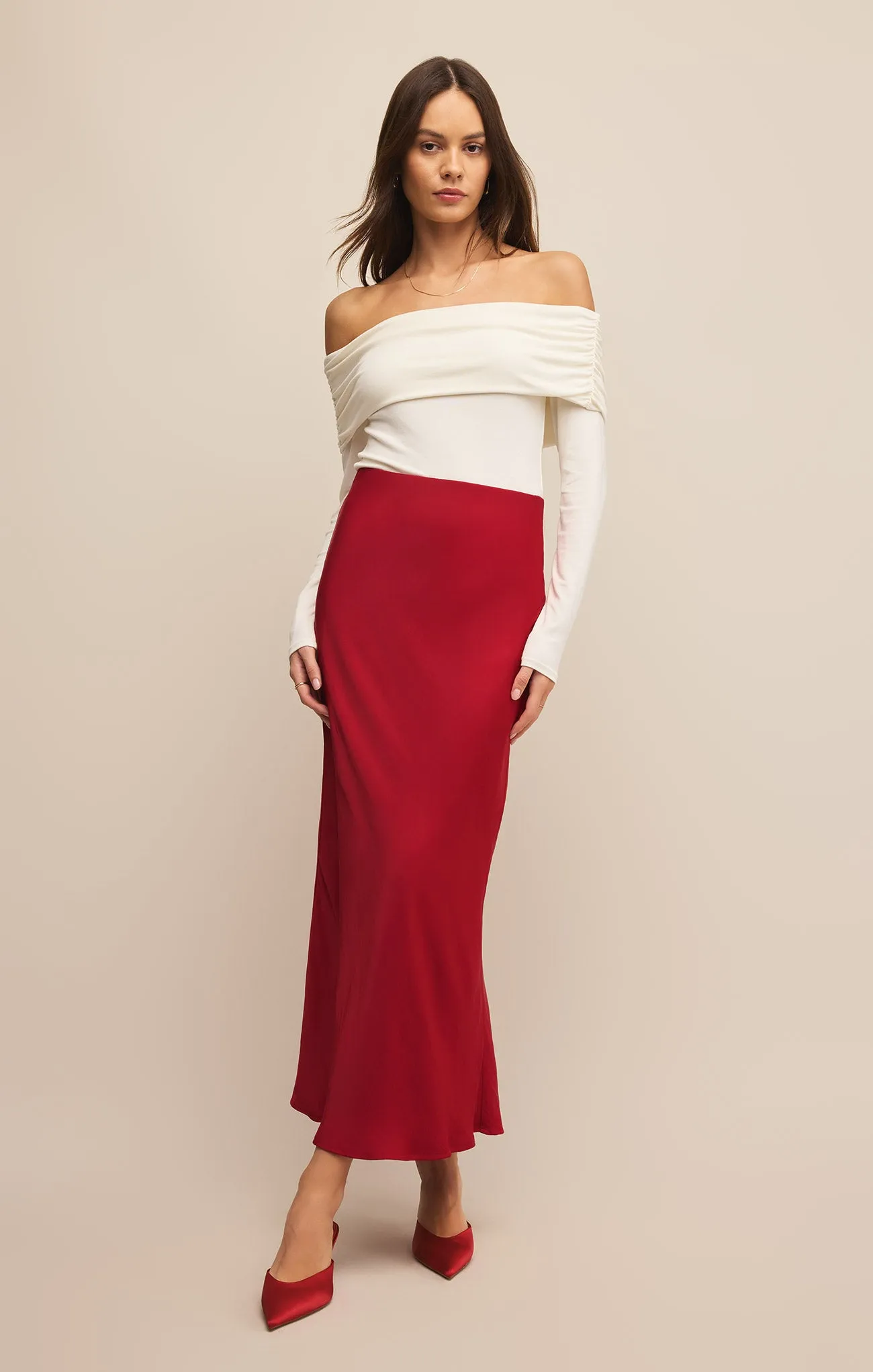 Europa Luxe Sheen Midi Skirt