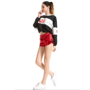 Europe Loose Pocket Elastic Waist Shorts PU Sexy Women Hot Leather Pants