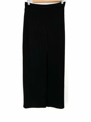 fleur du mal Women's Black Midi Viscose Blend Ribbed Size 6 Skirt