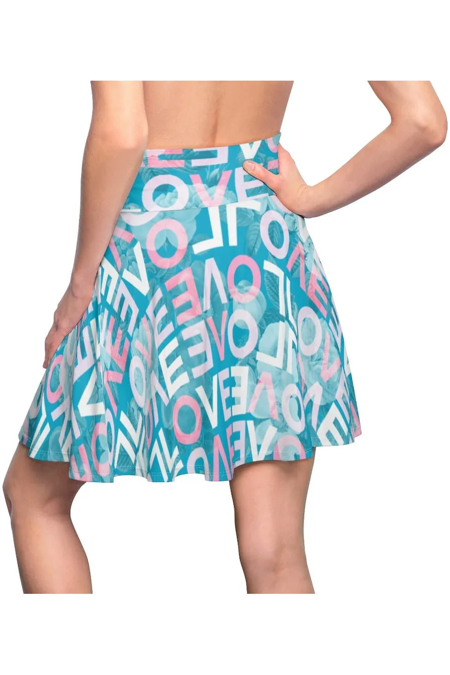 Floral Love Print Women's Skater Skirt