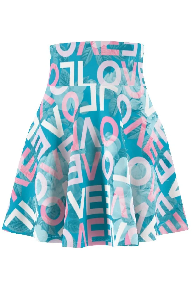 Floral Love Print Women's Skater Skirt