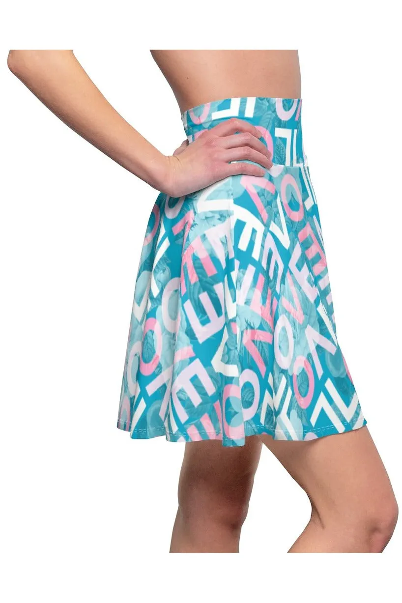 Floral Love Print Women's Skater Skirt