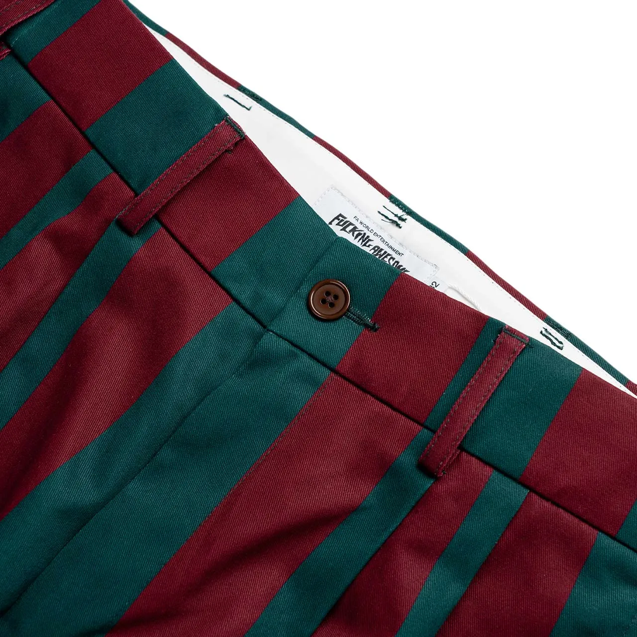 fucking awesome filigree striped pleated chinos (rust/olive)