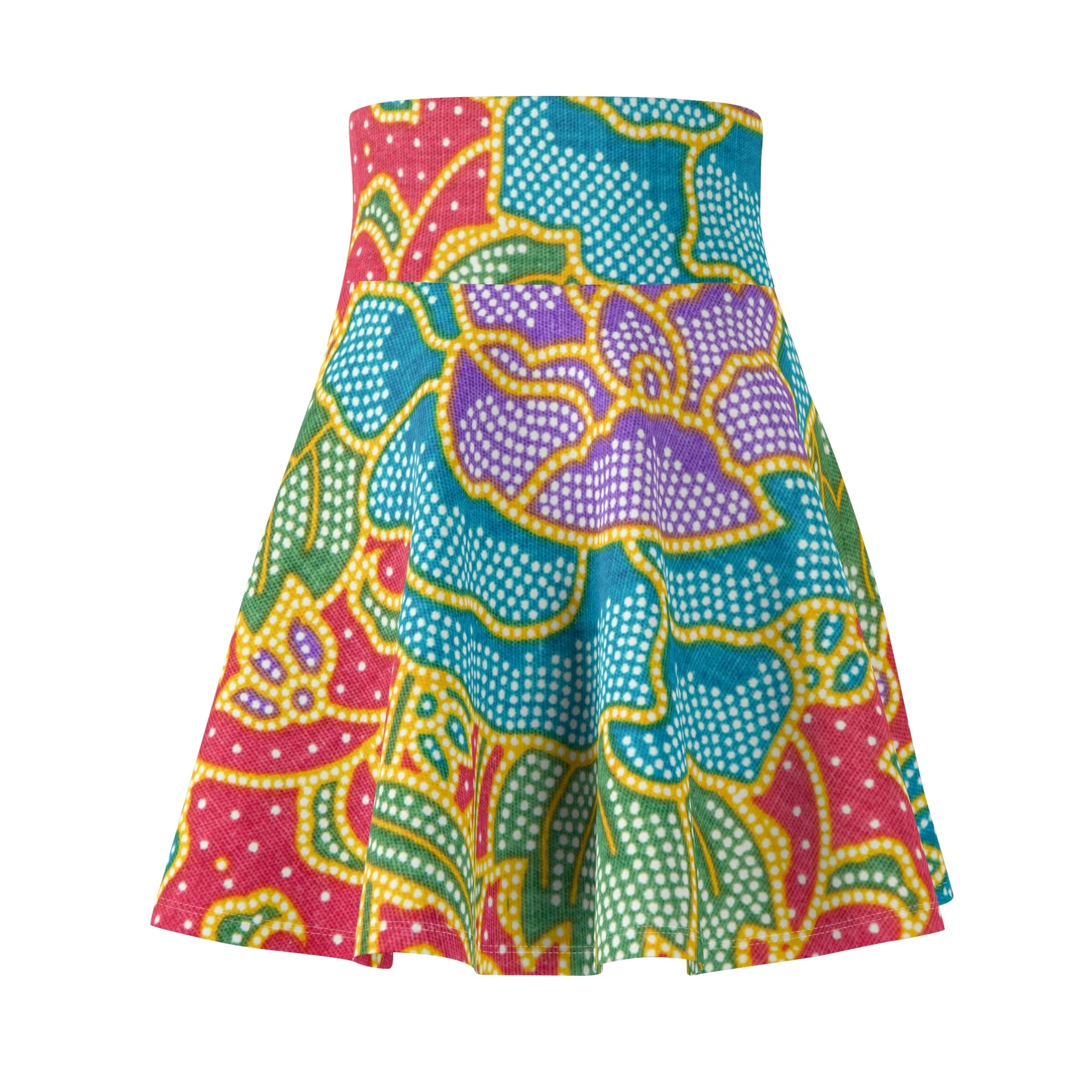 Green and red flowers - Inovax Woman's Skater Skirt