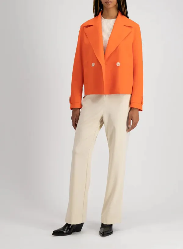 Harris Wharf Cropped Peacoat Scuba - Bright Coral