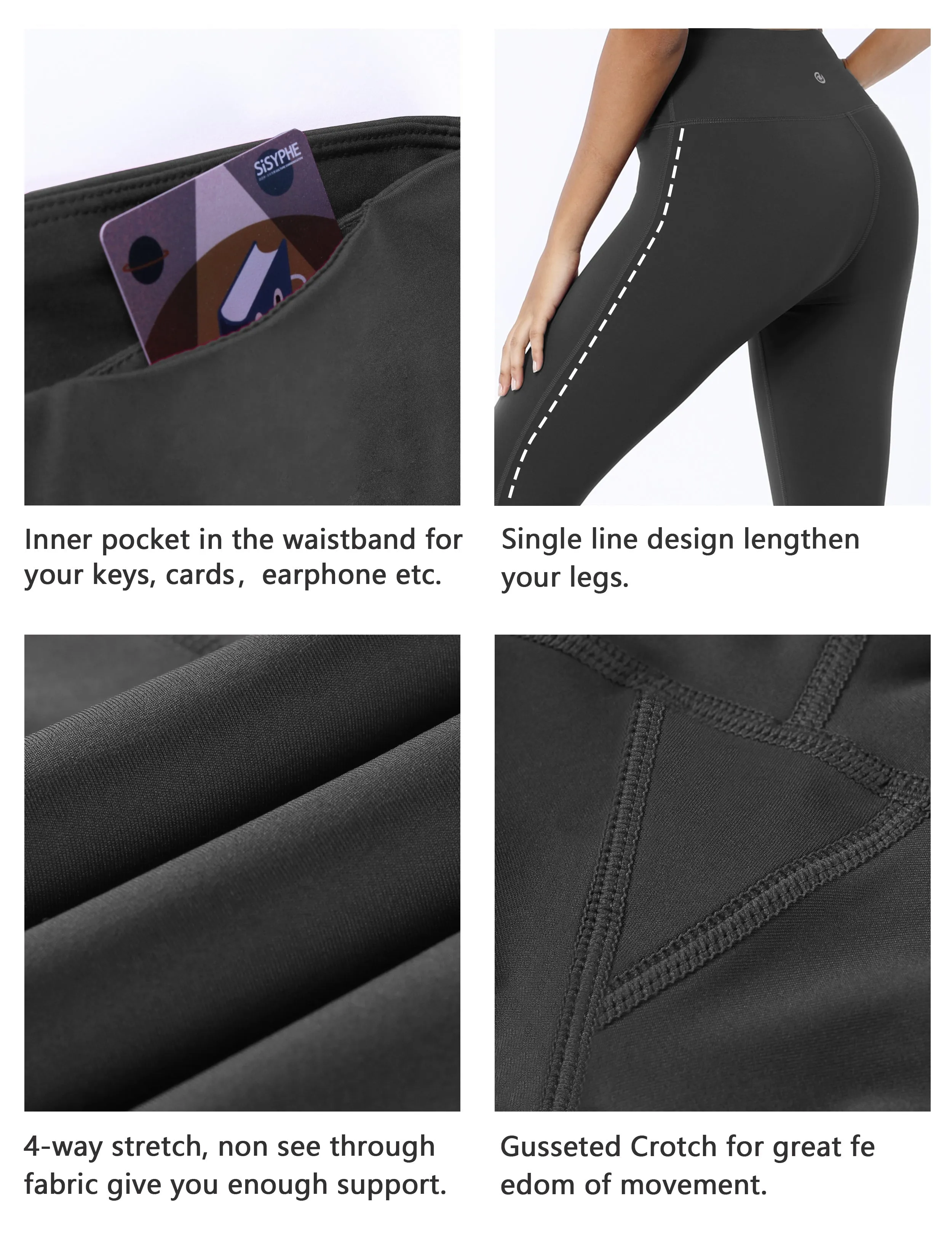 High Waist Side Line Yoga Pants shadowcharcoal_yoga