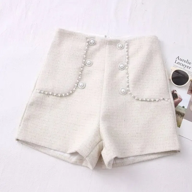 High Waist Tweed Shorts