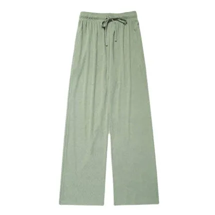 Ice Silk Wide Leg Pants Women High Waist Drape Summer Thin Straight Loose Slim Look Baggy Pants
