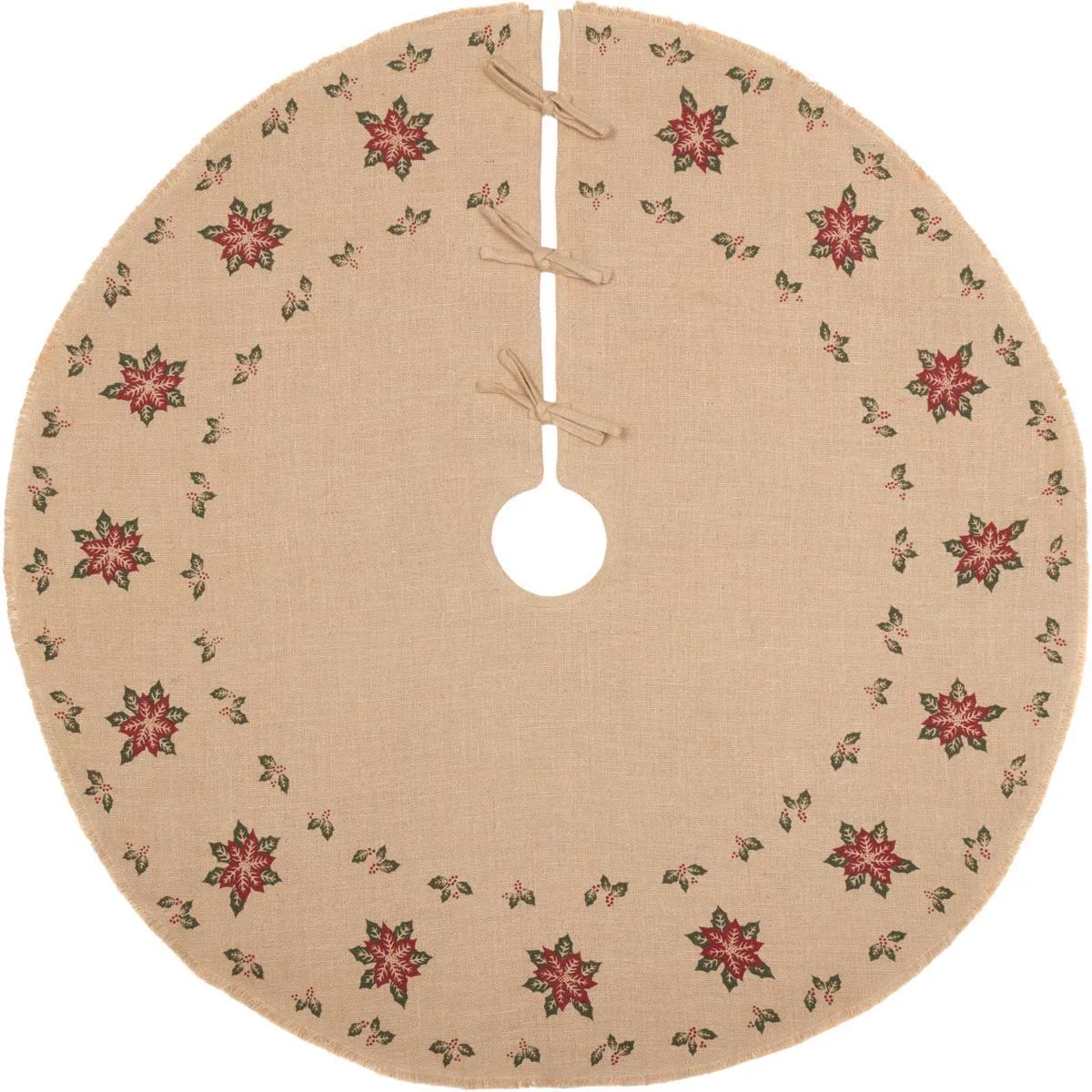 Jute Burlap Poinsettia Tree Skirt 48