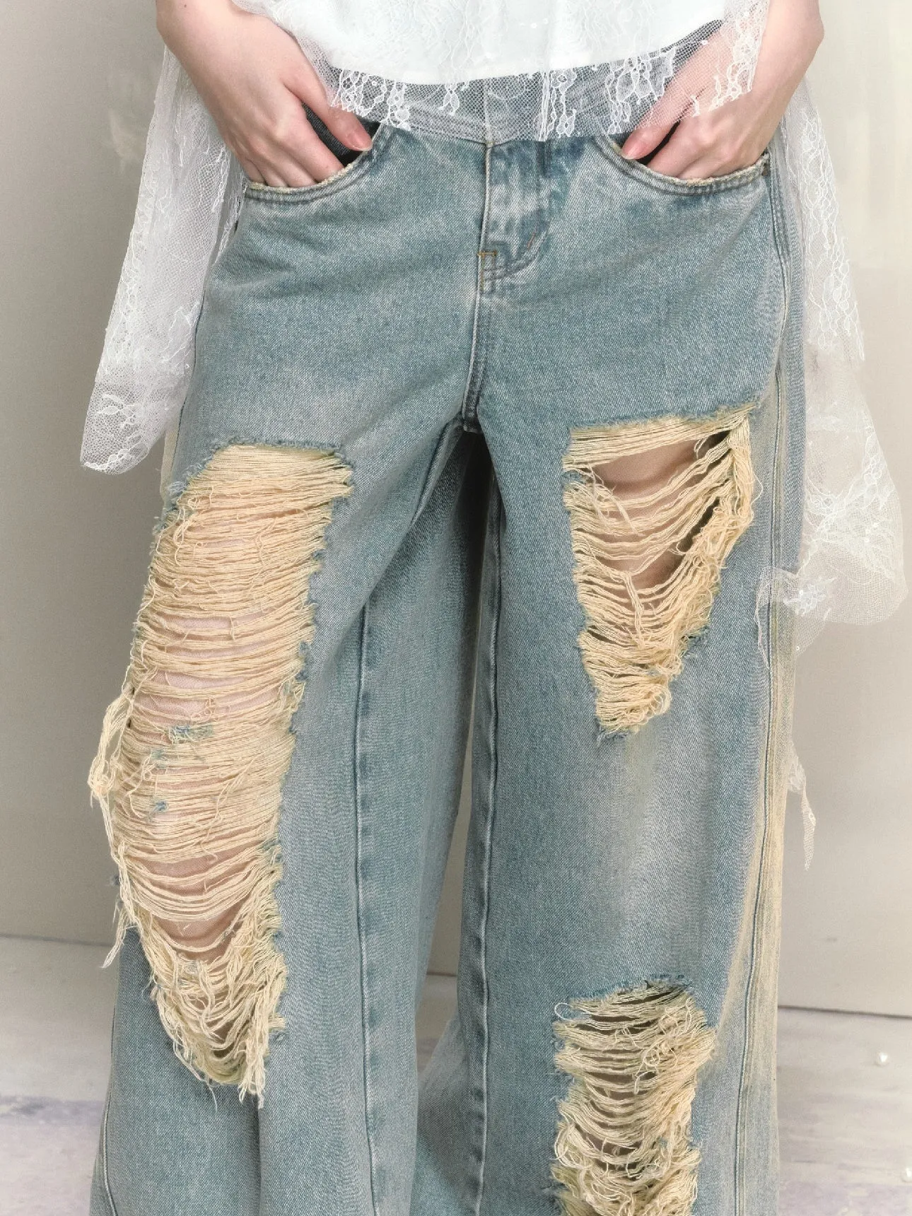 Loose Ripped Wide Leg High Waist Jeans