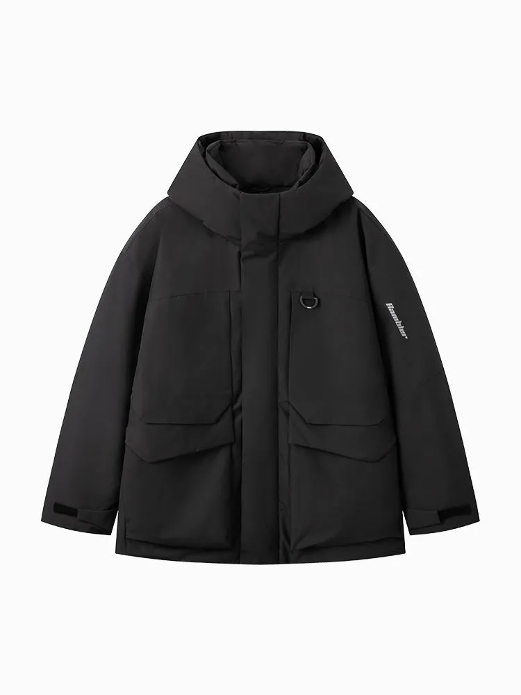 Men's morning gray mid-length thick cotton coat
