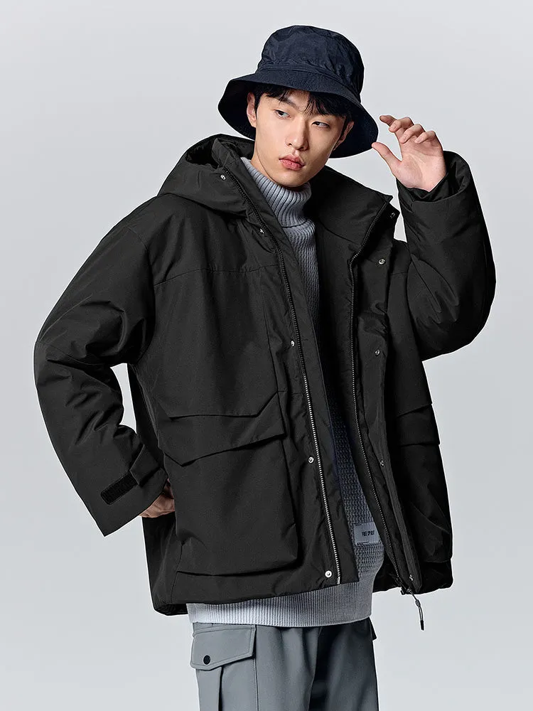 Men's morning gray mid-length thick cotton coat
