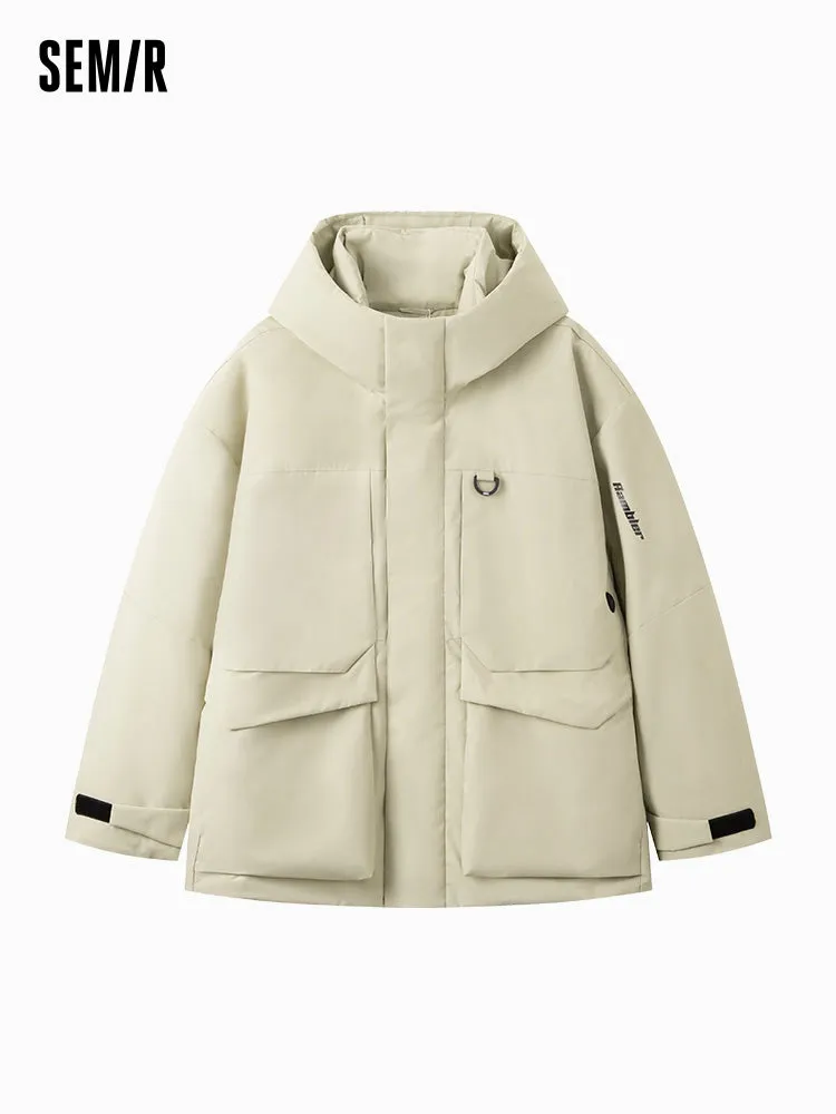 Men's morning gray mid-length thick cotton coat