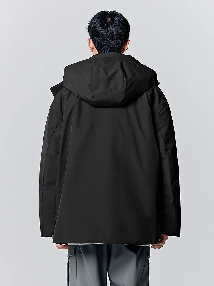 Men's morning gray mid-length thick cotton coat
