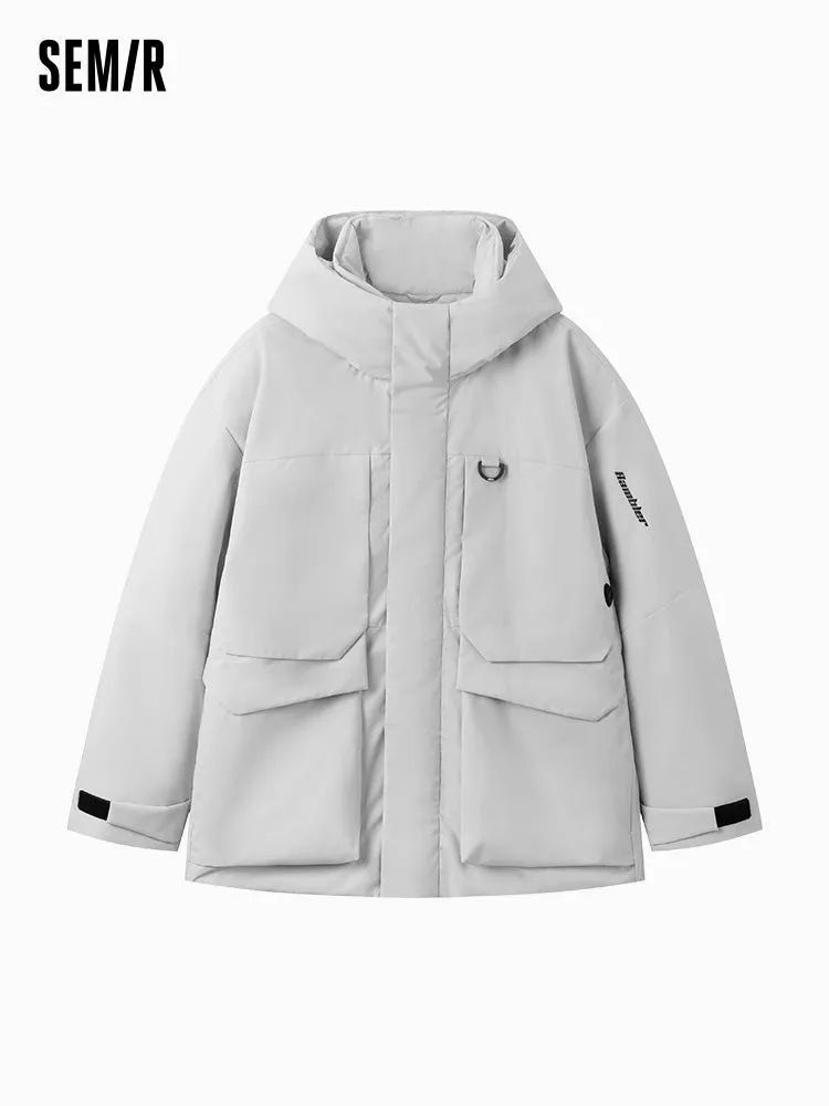 Men's morning gray mid-length thick cotton coat