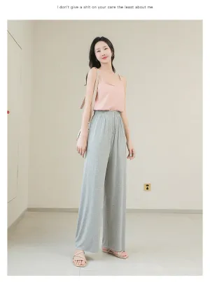 Modal Wide Leg Pants Women High Waist Drape Loose Straight Thin Casual Slim Look Pants