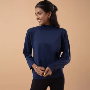 Nykd All Day Casual Chic High neck Sweatshirt-NYAT157-Peacoat