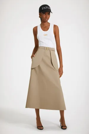 Pocket midi skirt in organic cotton