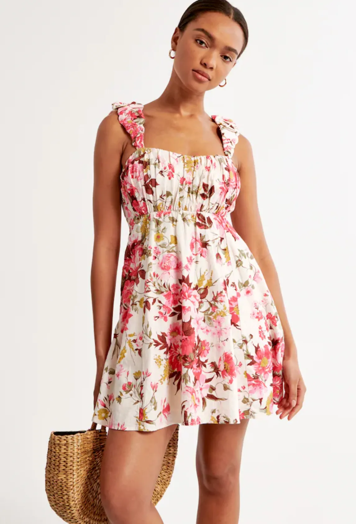 Puff Strap Babydoll Mini Dress