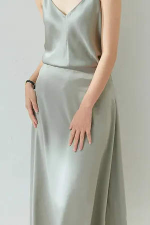 Pure Mulberry Silk Lined A Line Midi Skirt