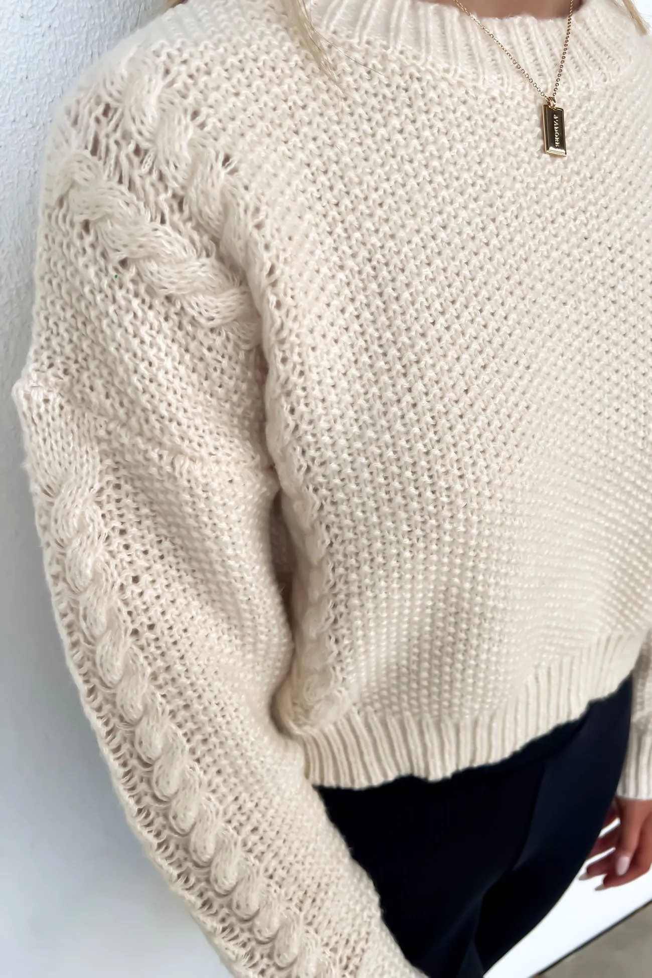 Simone Crop Knit Creme