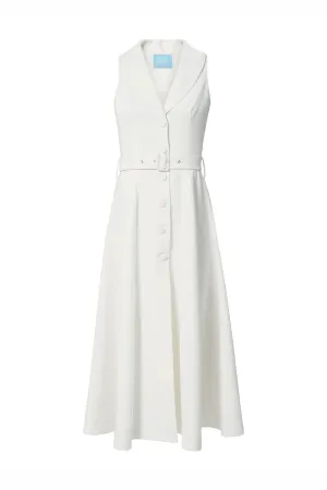 Vene A-line Collared Neck Twill Midi Dress