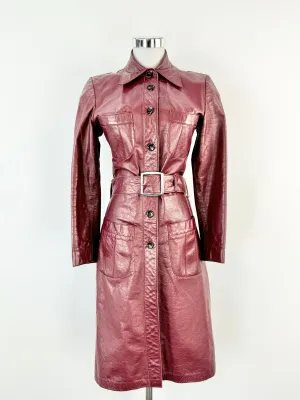 Vintage Merivale Mulberry Leather Trench Coat - AU6/8