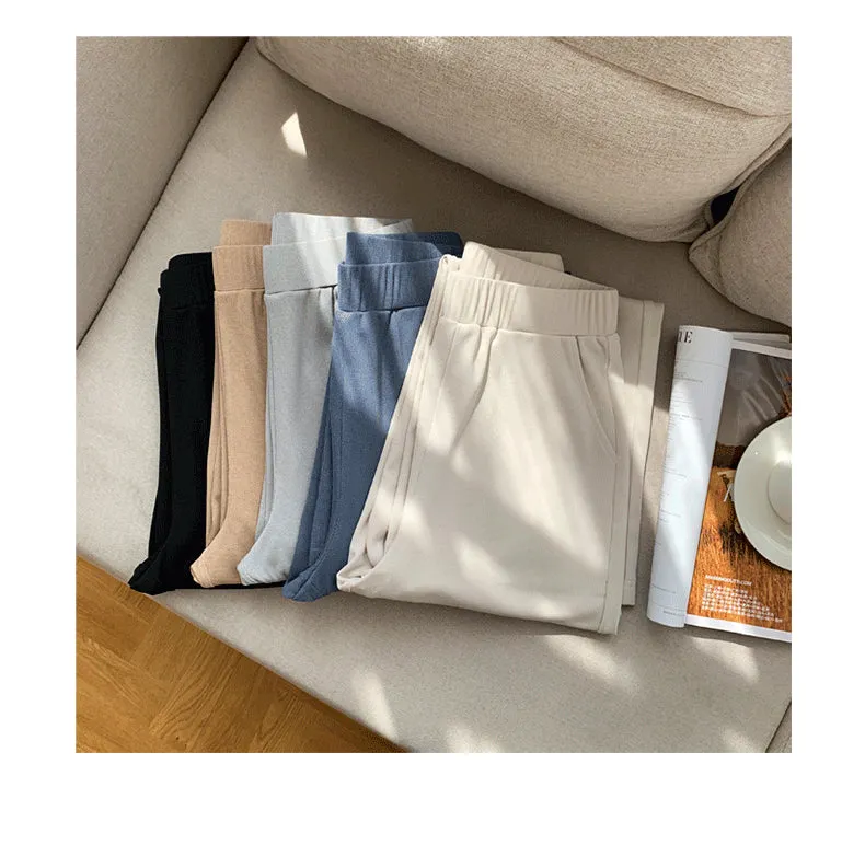 Wide Leg Pants Women Summer High Waist Drape Slim Look Black All-Matching Ice Silk Straight Loose Floor Length Casual Pants