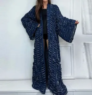 Women's Loose Hollow Denim Long Down Coat