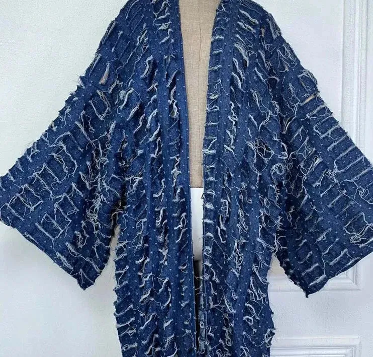 Women's Loose Hollow Denim Long Down Coat