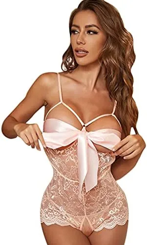 Women's Self Knot Front Teddy Lingerie One Piece