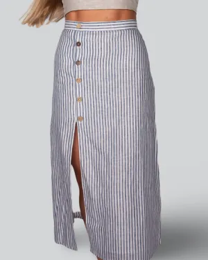 Yacht Master - Italian Linen Midi Skirt - Mr. Linen Co
