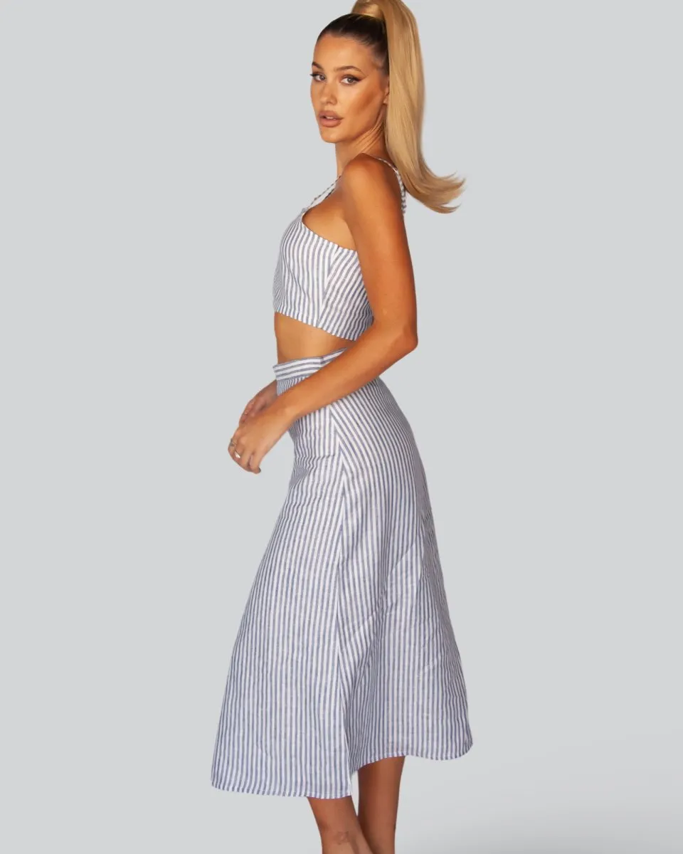 Yacht Master - Italian Linen Midi Skirt - Mr. Linen Co