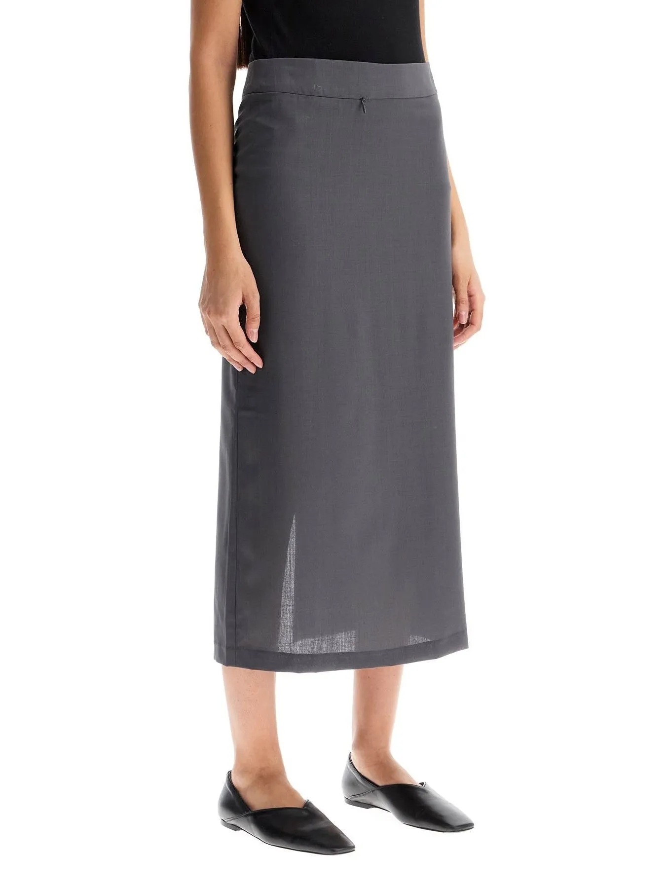 Zipper Detail Midi Skirt